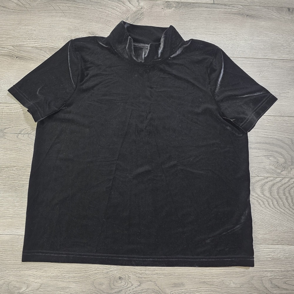 Madewell Women's Black Velvet Short Sleeve Top Size Large